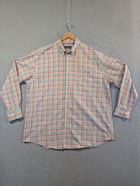 Orvis Plaid Button Down Shirt Men's XL Red Blue White